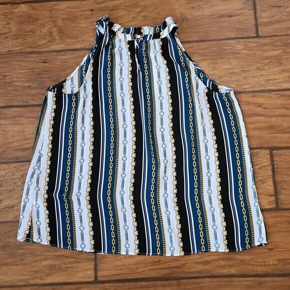 Apt 9 women's large lightweight sleeveless blouse white with chain patte… - Picture 4 of 6